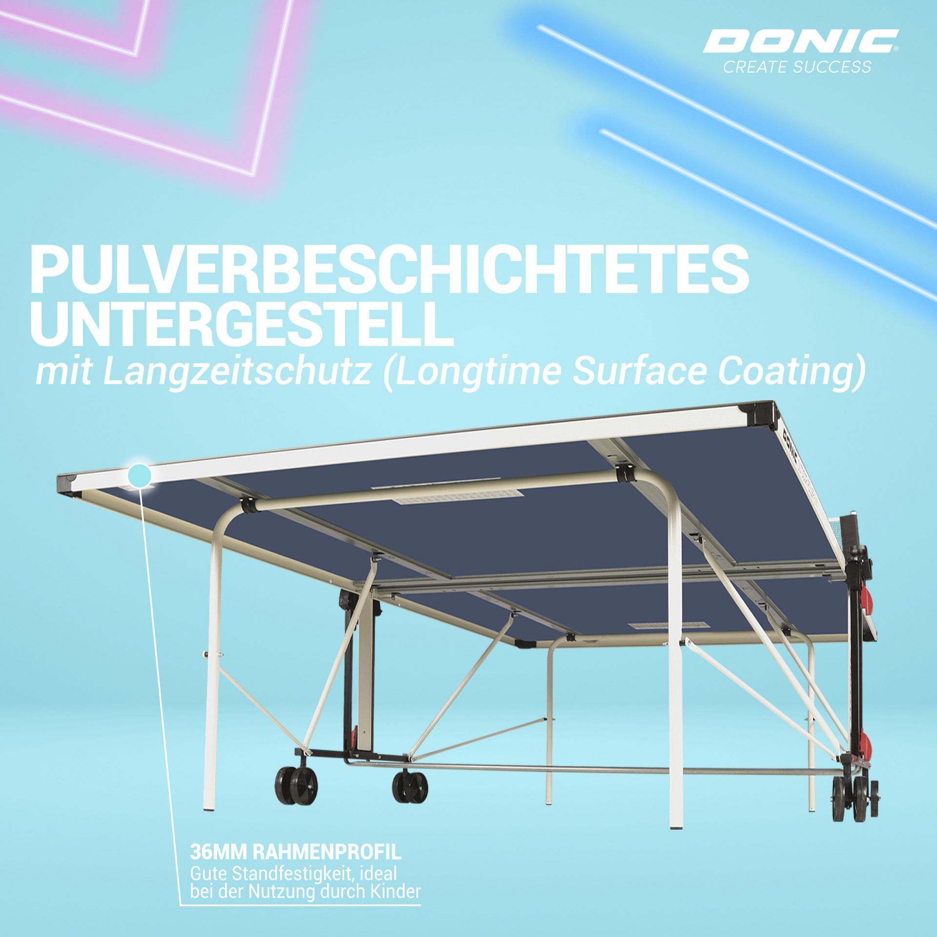 DONIC Outdoor Roller Fun, blau, pulverbeschichtetes Untergestell